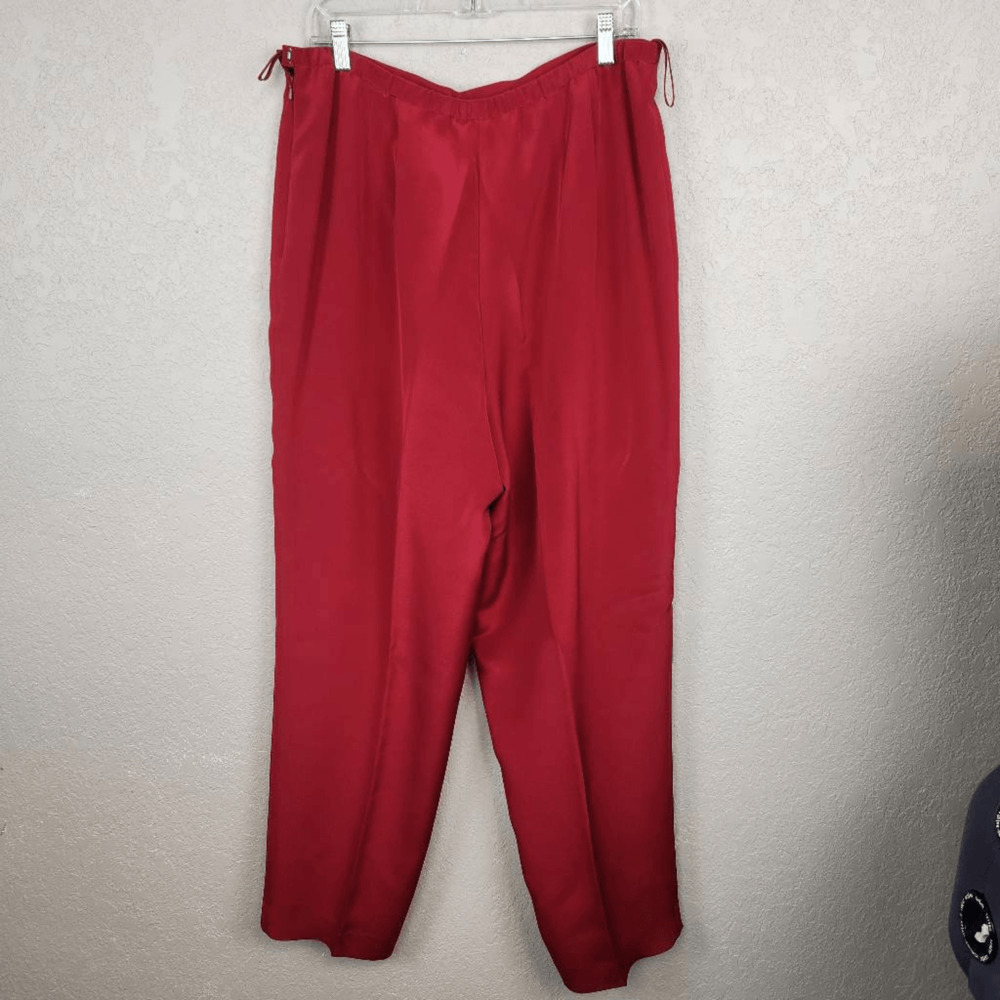 Vintage Talbots Red 100% Silk Trouser Pants Size 18 (7242) - Picture 2 of 6